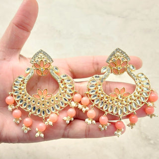 Faizah Peach Kundan Tikka Set - ECLAT INDIAN JEWELSTikka SetsPeach