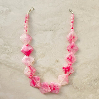 Fallon Pink White Resin Handcrafted Necklace - ECLAT INDIAN JEWELSNecklace SetsPink