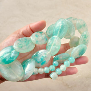 Fallon Sea Green Resin Handcrafted Necklace - ECLAT INDIAN JEWELSNecklace SetsGreen