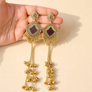 Faye Gold Kashmiri Victorian Gold Finish Earrings - ECLAT INDIAN JEWELSKashmiri EarringsGold
