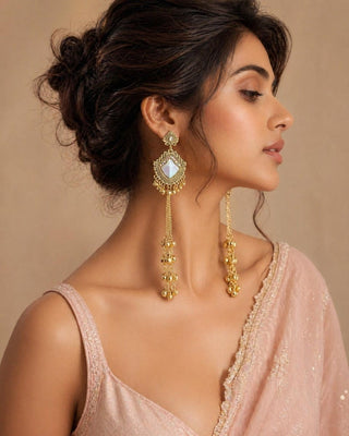Faye Gold Kashmiri Victorian Gold Finish Earrings - ECLAT INDIAN JEWELSKashmiri EarringsGold
