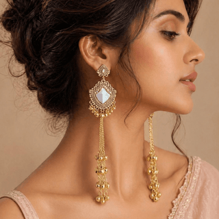 Faye Gold Kashmiri Victorian Gold Finish Earrings - ECLAT INDIAN JEWELSKashmiri EarringsGold
