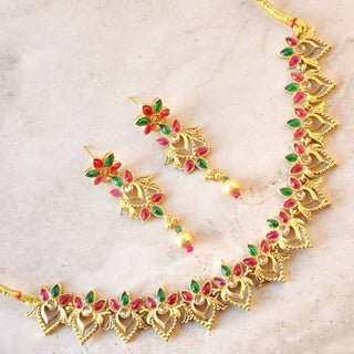 Faye Multicolour Kemp 20k Gold Plated Necklace Set - ECLAT INDIAN JEWELSNecklace SetsMulticolour