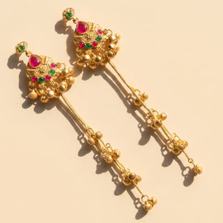Fayola Multicolour Kashmiri Victorian Gold Finish Earrings - ECLAT INDIAN JEWELSKashmiri EarringsMulticolor