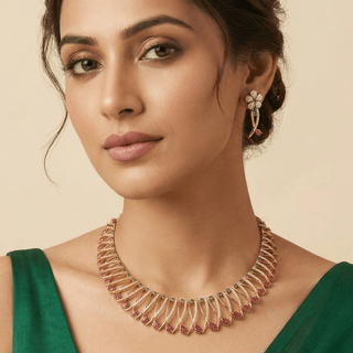 Fernanda Multicolour CZ Diamond Simulant Kemp Necklace Set - ECLAT INDIAN JEWELSNecklace SetsMulticolour