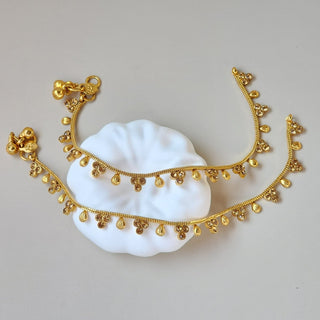 Fiona Kids Polki 18k Gold Plated Anklets / Payal - ECLAT INDIAN JEWELSAnklets (Payal)Gold
