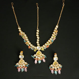 Freya Complete Bridal Multicolour CZ Kundan Set - ECLAT INDIAN JEWELSNecklace SetsMulticolour