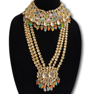 Freya Complete Bridal Multicolour CZ Kundan Set - ECLAT INDIAN JEWELSNecklace SetsMulticolour