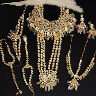 Freya Complete Bridal Multicolour CZ Kundan Set - ECLAT INDIAN JEWELSNecklace SetsMulticolour