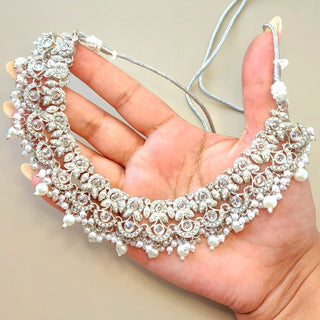 Frida Silver Necklace Set with Tikka - ECLAT INDIAN JEWELSNecklace SetsSilver