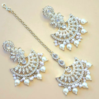 Frida Silver Necklace Set with Tikka - ECLAT INDIAN JEWELSNecklace SetsSilver