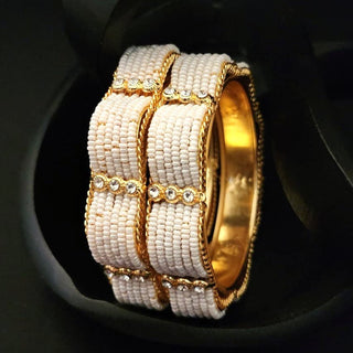 Gabrielle White Gold Kada Bangle Set (2.6, 2.8) - ECLAT INDIAN JEWELSBangle, Kadas & Bracelets2.6