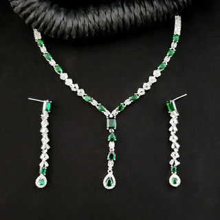 Gemma Green CZ Diamond Simulant Necklace Set - ECLAT INDIAN JEWELSNecklace SetsGreen