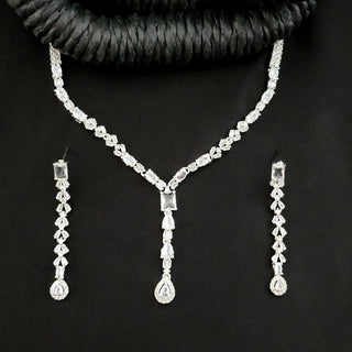 Gemma White CZ Diamond Simulant Necklace Set - ECLAT INDIAN JEWELSNecklace SetsWhite