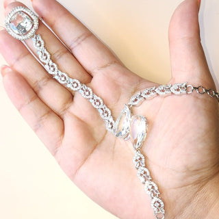 Gemma White Diamond Simulant Hathphool (Single) - ECLAT INDIAN JEWELSHath PhoolWhite