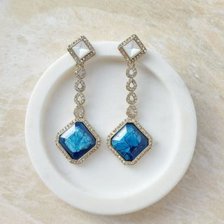 Genelia Blue Earrings - ECLAT INDIAN JEWELSEarringsBlue