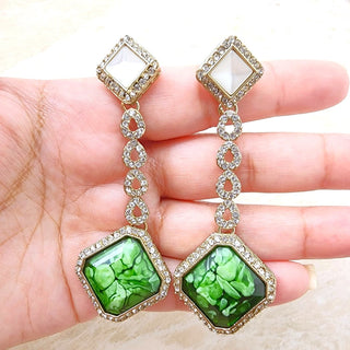Genelia Green Earrings - ECLAT INDIAN JEWELSEarringsGreen