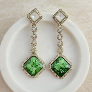 Genelia Green Earrings - ECLAT INDIAN JEWELSEarringsGreen