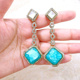 Genelia Light Blue Earrings - ECLAT INDIAN JEWELSEarringsBlue