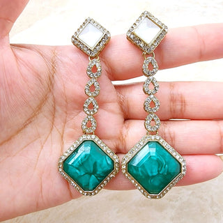 Genelia Marine Blue Earrings - ECLAT INDIAN JEWELSEarringsBlue