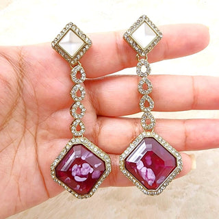 Genelia Purple Earrings - ECLAT INDIAN JEWELSEarringsPurple