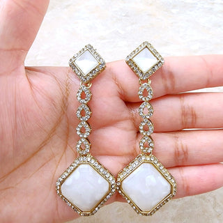 Genelia White Earrings - ECLAT INDIAN JEWELSEarringsWhite