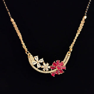 Genevie Magenta Pink Mangal Sutra Necklace - ECLAT INDIAN JEWELSMangalsutraPink