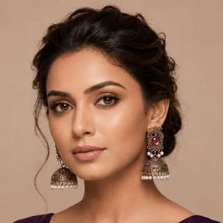 Georgina Purple Jhumka Earrings - ECLAT INDIAN JEWELSEarringsPurple