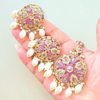 Georgina Purple Polki Necklace Set with Tikka - ECLAT INDIAN JEWELSNecklace SetsPurple