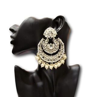 Georgina White Kundan Chaandbali Earrings - ECLAT INDIAN JEWELSEarringsWhite