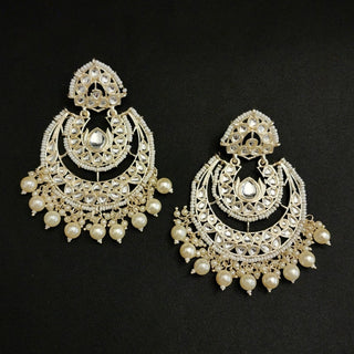 Georgina White Kundan Chaandbali Earrings - ECLAT INDIAN JEWELSEarringsWhite