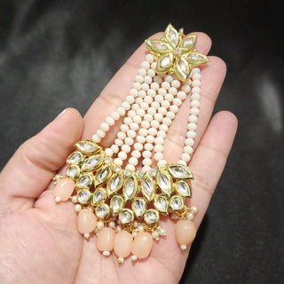 Gia Kundan Passa (9 Colours) - ECLAT INDIAN JEWELSPassa (Jhoomer)Peach