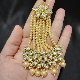 Gia Kundan Passa (9 Colours) - ECLAT INDIAN JEWELSPassa (Jhoomer)White