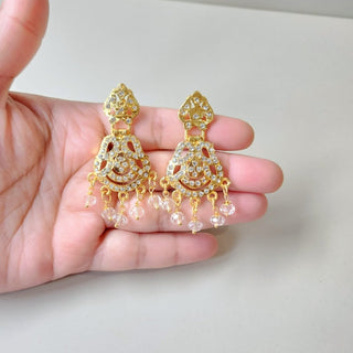 Gianna Clear White Jadau Necklace Set - ECLAT INDIAN JEWELSNecklace SetsClear