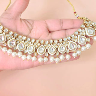 Gisa White Kundan Necklace Set - ECLAT INDIAN JEWELSNecklace setsWhite