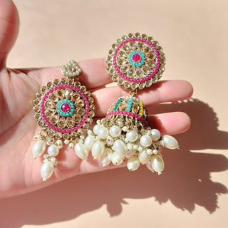 Gisella Multicolour Polki Jhumka Choker Necklace Set - ECLAT INDIAN JEWELSChoker setsMulticolor