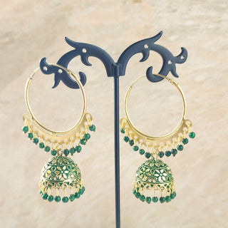 Giselle Green Bali Jhumki Earrings - ECLAT INDIAN JEWELSEarringsGreen