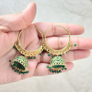 Giselle Green Bali Jhumki Earrings - ECLAT INDIAN JEWELSEarringsGreen