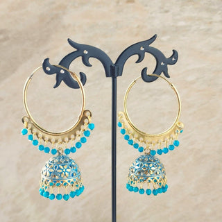 Giselle Light Blue Bali Jhumki Earrings - ECLAT INDIAN JEWELSEarringsBlue