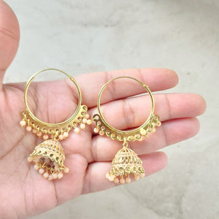 Giselle Peach Bali Jhumki Earrings - ECLAT INDIAN JEWELSEarringsPeach