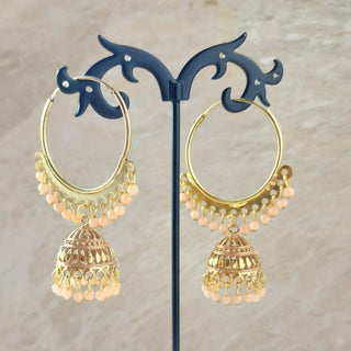 Giselle Peach Bali Jhumki Earrings - ECLAT INDIAN JEWELSEarringsPeach