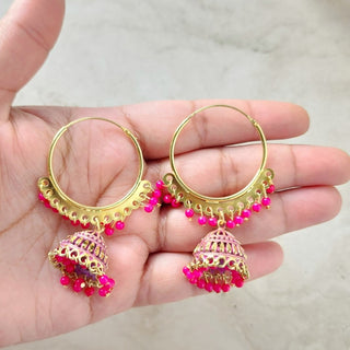 Giselle Pink Bali Jhumki Earrings - ECLAT INDIAN JEWELSEarringsPink