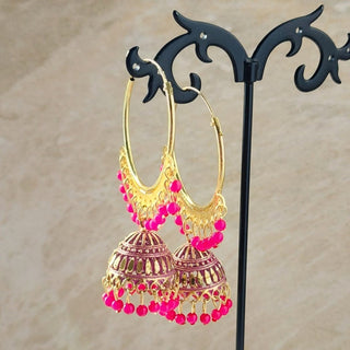 Giselle Pink Bali Jhumki Earrings - ECLAT INDIAN JEWELSEarringsPink