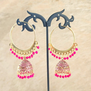 Giselle Pink Bali Jhumki Earrings - ECLAT INDIAN JEWELSEarringsPink