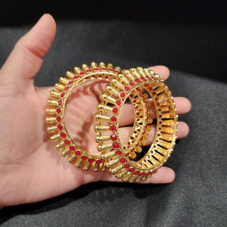 Giselle Red Gold Kada Bangle Set (2.6, 2.8) - ECLAT INDIAN JEWELSBangle, Kadas & Bracelets2.4