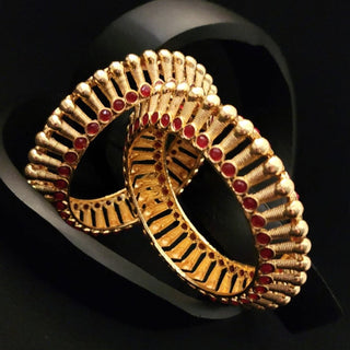 Giselle Red Gold Kada Bangle Set (2.6, 2.8) - ECLAT INDIAN JEWELSBangle, Kadas & Bracelets2.4
