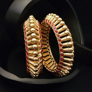 Giselle Red Gold Kada Bangle Set (2.6, 2.8) - ECLAT INDIAN JEWELSBangle, Kadas & Bracelets2.4