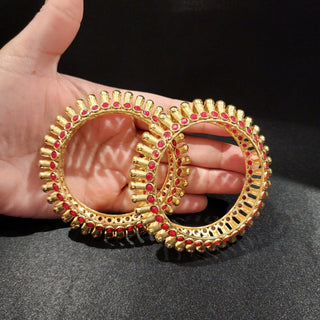 Giselle Red Gold Kada Bangle Set (2.6, 2.8) - ECLAT INDIAN JEWELSBangle, Kadas & Bracelets2.4