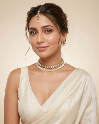 Giselle White Kundan Choker Set - ECLAT INDIAN JEWELSChoker setsWhite