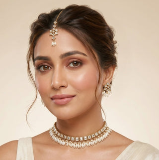 Giselle White Kundan Choker Set - ECLAT INDIAN JEWELSChoker setsWhite
